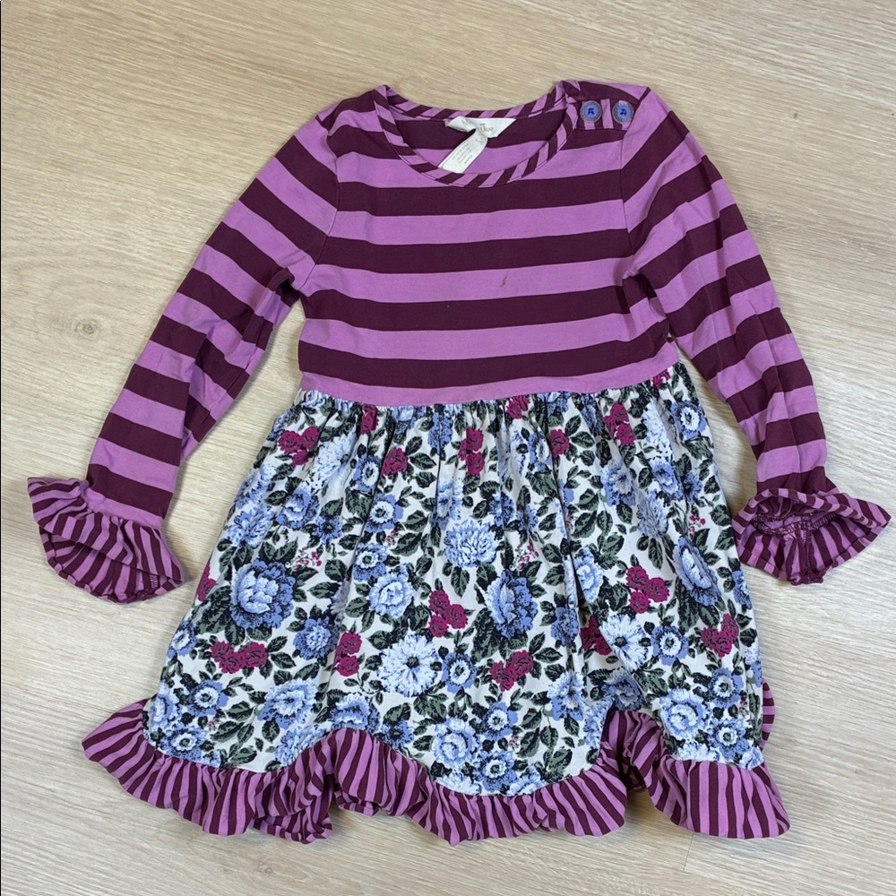 Matilda Jane Purple Striped and Floral Girl’s size 4 Dress